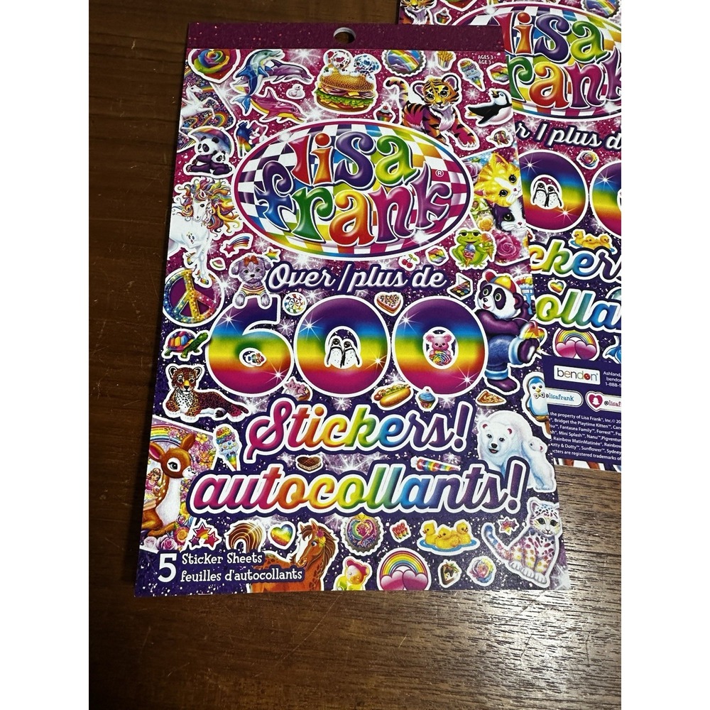 (2) Lisa Frank Sticker Book Over 600 Stickers Included on 5 Sticker Sheets
